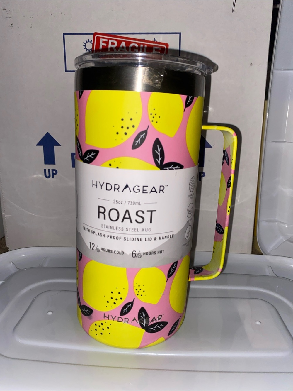 Roast Stainless Steel Travel Mug - Pink & Yellow